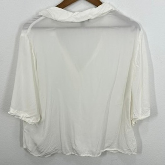 J. Crew Womens XL White Viscose Collared 3/4 Sleeve Top Blouse - Picture 7 of 8